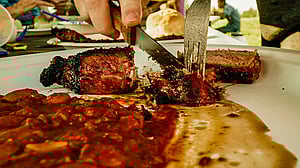 Slicing the best steak in Cody WY