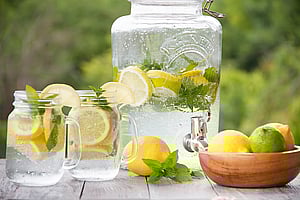 Lemonade and water