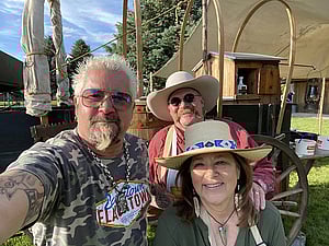 Guy Fieri is a fan and friend of Rich and Deb Herman 2 Mules Chuckwagon Dinner
