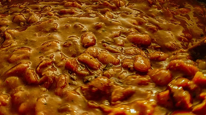 Close-up of First place Beans in Frontier Days Chuckwagon Cook-off